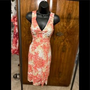 Garnet Hill Pink and Cream Cotton Dress Size 2